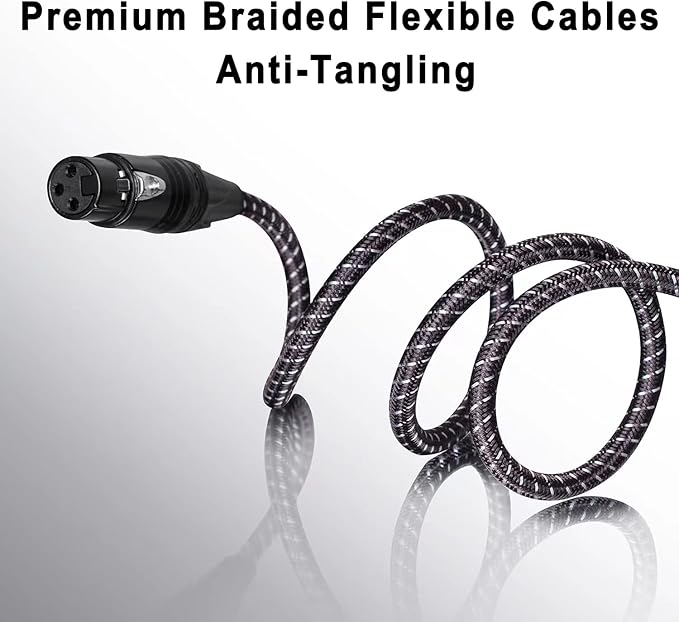 XLR Cables Braided 100ft 2 Pack - Premium Anti-Tangling XLR Patch Cables Male to Female Balanced