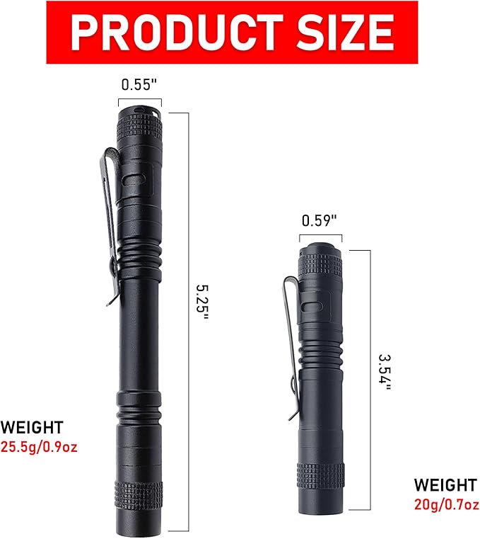 Mini LED Flashlight with Clip – Compact Pocket Penlight for Camping, Outdoors, Emergency,4-Pack