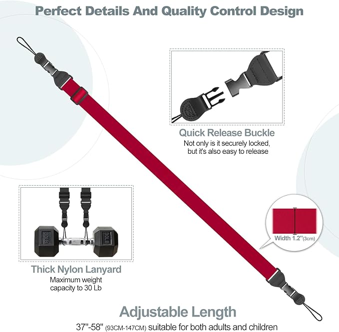 Adjustable Shoulder Strap, Comfortable Camera Strap, Neck Lanyard for iPad Tablet Case, Camera, Binocular, Luggage Bag (Red Shoulder Strap)