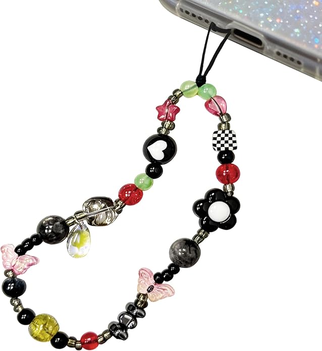 Beaded Camera Wrist Strap, Phone Wristlet Charm Lanyard, Cute Digital Camera Charm Lanyard,Strap Beaded Camera Chain for Phone Bag Keychain Accessories