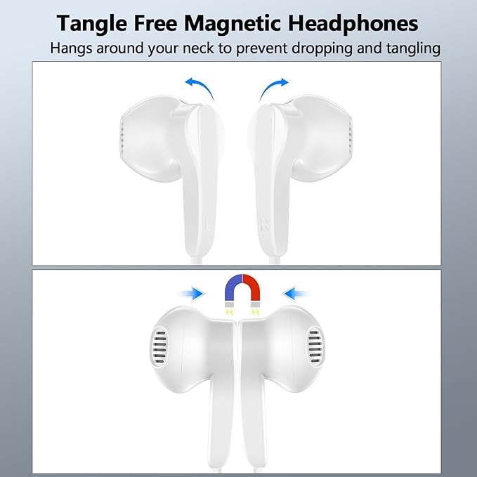 iMangoo for Apple/Android Wired Headphones USB C Earbuds HiFi Sound Earphones with DAC Chip with Microphone for iPhone 17 Air 16 15 Pro Max, Type C Ear Buds USBC Headset for Samsung S26 S25 S24 White