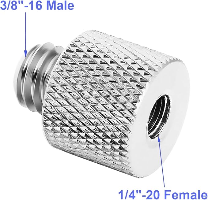 1/4 to 3/8 Adapter,1/4"-20 Female to 3/8"-16 Male Screw Thread Adapter for Camera Monitor, Mic Stand, Tripod - 2 Pack