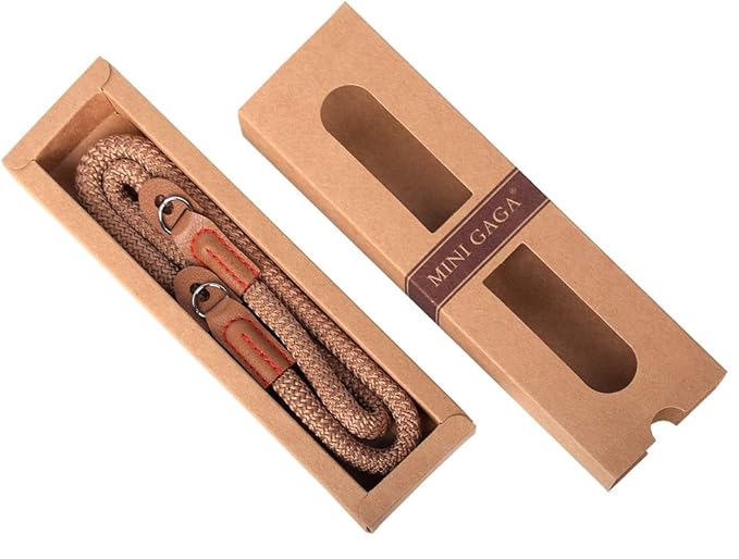 MINI GAGA Vintage Handmade Cotton Leather Rope Camera Neck Strap for Micro Single and DSLR Camera Short Coffee