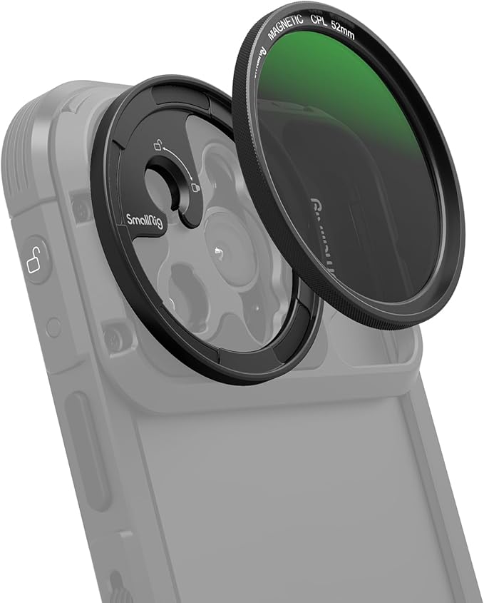 SMALLRIG 52mm Magnetic Circular Polarizers Filter Kit for SMALLRIG Phone Cage for iPhone 15 Series, Magnetic CPL Polarizing Filter with M Mount Filter Adapter, HD Optical Glass Filter Kit - 4388B