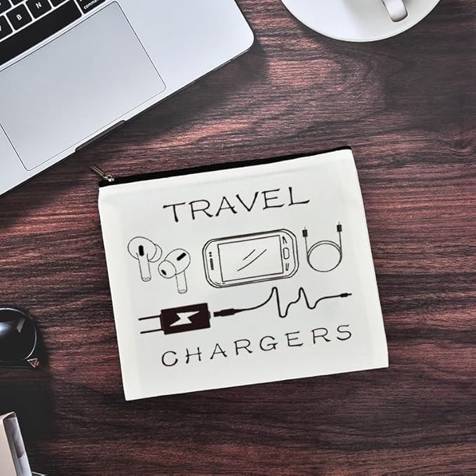 Chargers Travel Organiser Bag for Women Men Charging Cables Cosmetic Storage Bag Makeup Pouch for Friend Birthday Gifts for Sister Brother Toiletry Bags travel chargers Makeup Cosmetic Bags