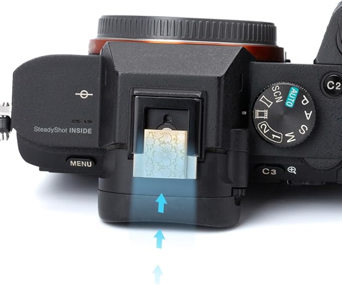 Floral Pattern Camera hot Shoe Cover Shutter Button for Sony A1 A7C A7CR A7CII A7M2 A7M3 A7R4 A7R5 A7S3 A6700 A6600 A6500 (Copper Alloy-Hot Shoe Cover)