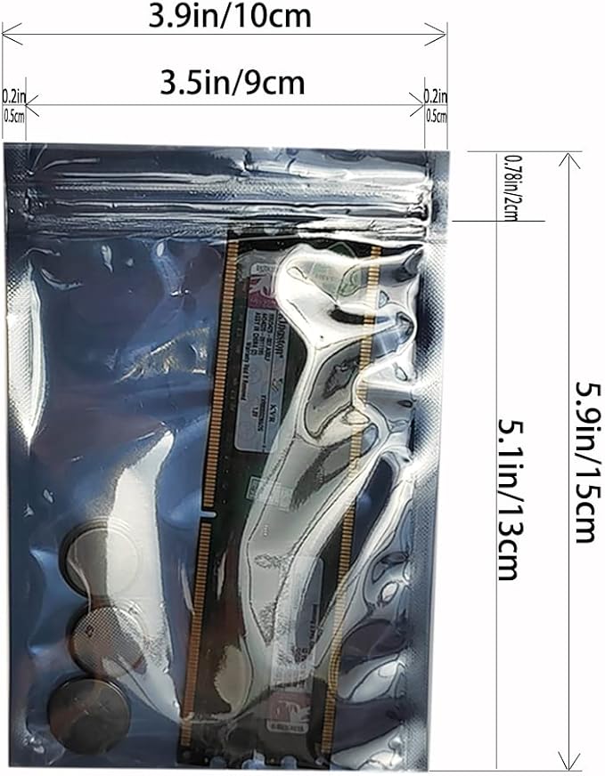 Mantianstar 100pcs Antistatic Bags 3.93x5.9in/10x15cm, Resealable ESD Bag, Suitable for CPU SSD Hard Disk and Various Electronic Devices