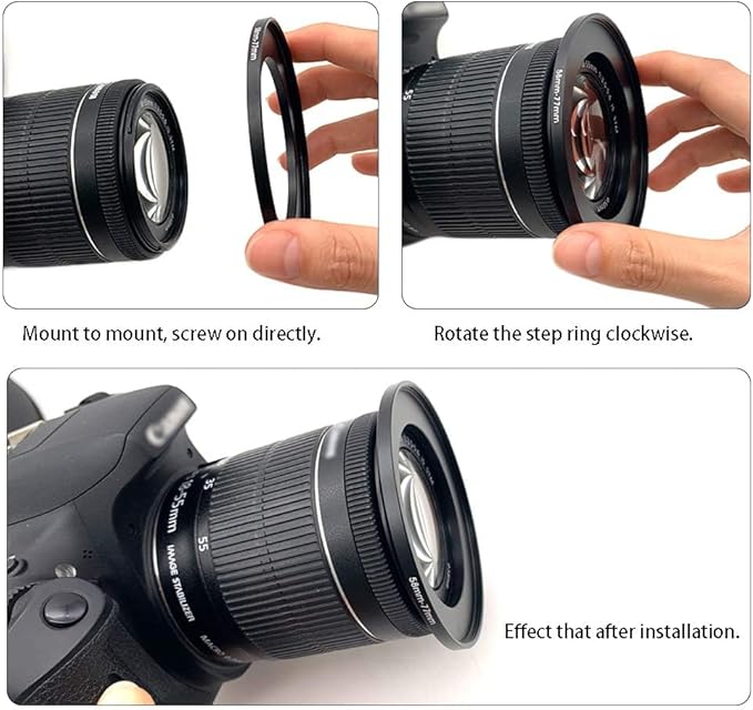 72-49/52/55/57/58/62/67/72/74/77/82/86/95/105mm Step Up & Step Down Rings Adapter for Camera Lens and Filters 72-55 Filter Adapter Ring 72mm Lens to 55mm Filters