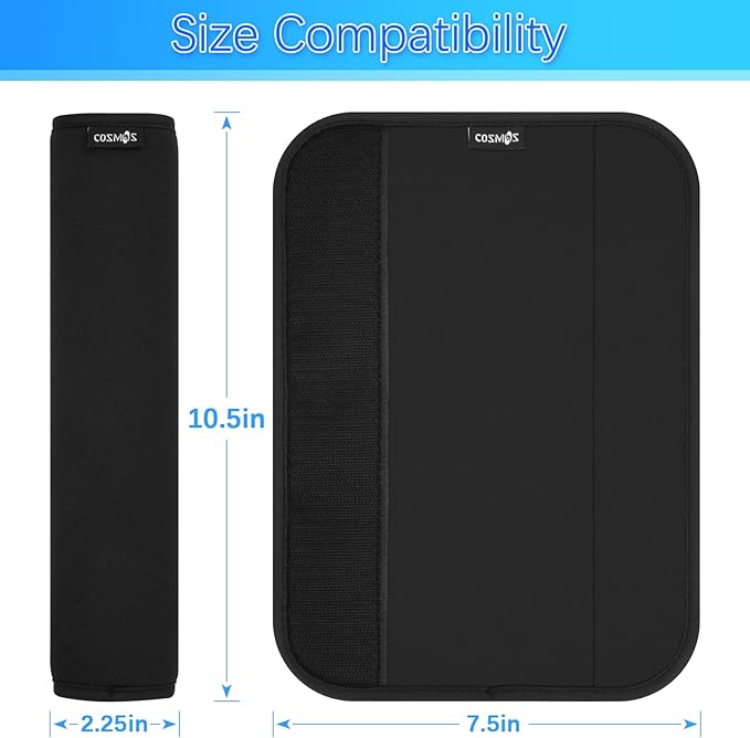 Cosmos 2 Pcs Neoprene Shoulder Strap Pads Universal Cushion Shoulder Pad Replacement for Laptop Bag, Messenger, Travel Duffel, Guitar, Car Seat Shoulder Strap Padding, 10 in, Anti-Slip Design