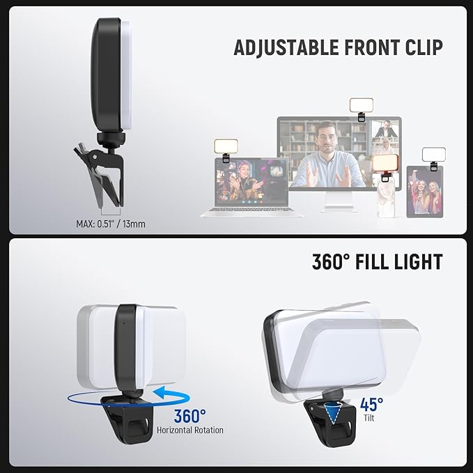 NEEWER Entry Level Version LED Selfie Light, Plastic Clip on Phone Fill Lighting for iPhone, 66 LEDs CRI92 Portable for Computer Laptop Webcam Zoom Video Conference Makeup Recording Streaming, N6