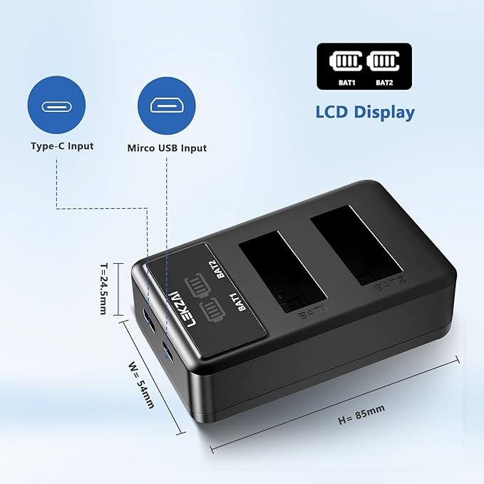 Lekzai LP-E12 Replacement Battery Pack and Dual Charger Compatible with Canon EOS M、M2、M10、M50、M50 Mark II、M100、EM200、EOS Rebel SL1、PowerShot SX70 HS Digital Cameras