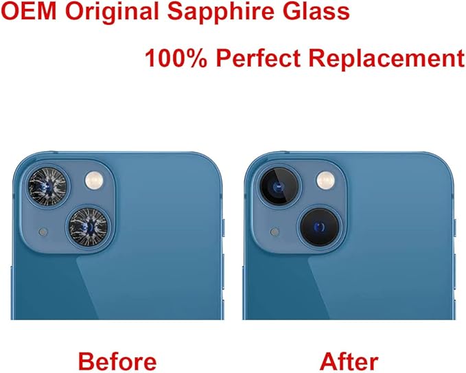 OEM Rear Back Camera Glass Lens Replacement for iPhone 13 and iPhone 13 mini with Pre-Installed Adhesive and Repair Tool Kit