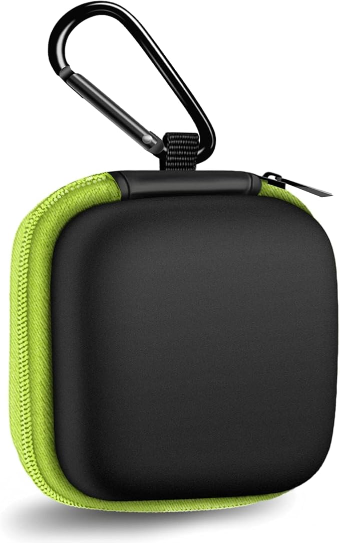 MOLOVA Square Earbud Case Portable EVA Carrying Case Storage Bag Tech Pouch Cell Phone Accessories Organizer with Carabiner for Earphone, Earbud, Earpieces, SD Memory Card, Camera Chips, Green