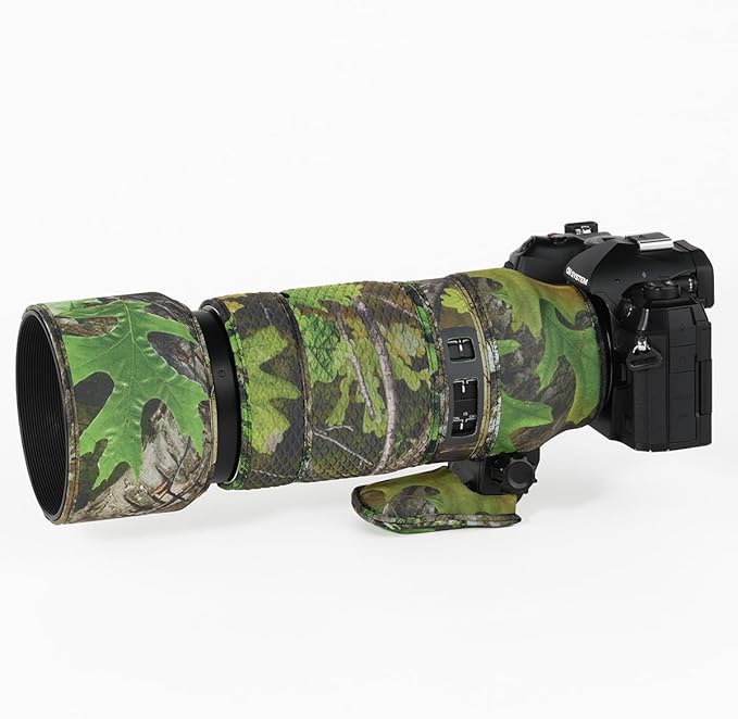 CHASING BIRDS Lens Camouflage Waterproof Coat for Olympus M.ZUIKO Digital ED 50-200mm F2.8 is PRO Rainproof Lens Protective Cover Version IV (Green Leaf Camouflage, with 1.4X and 2.0X TC)