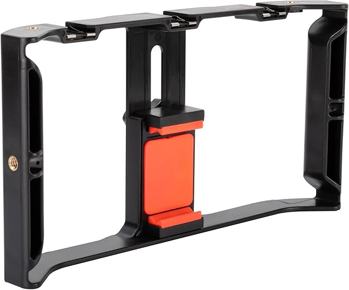 Ultimaxx Portable Smartphone Video Rig Handheld Phone Stabilizer Grip Filmmaking Smartphone Cage with Phone Holder 3 Cold Shoe Mounts 1/4 Inch Screw Holes