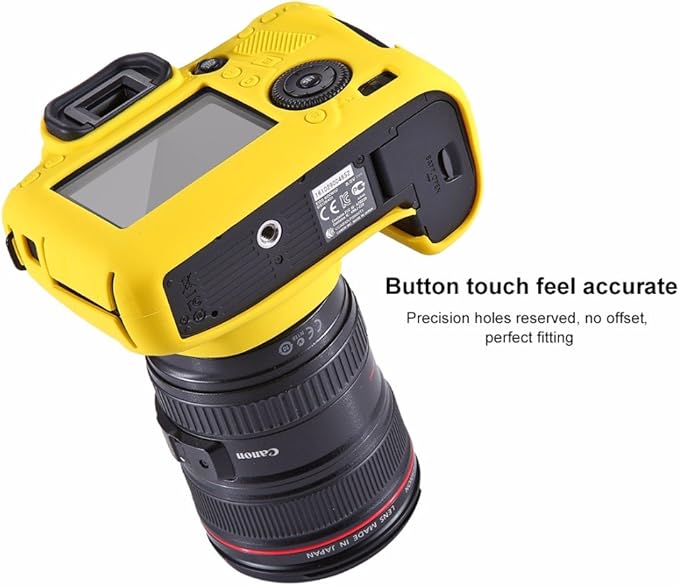 Professional Secure Silicone Camera Cases Bag Housing Rubber Body Skin for Canon EOS 6D Digital SLR Camera Protective Case (Yellow)