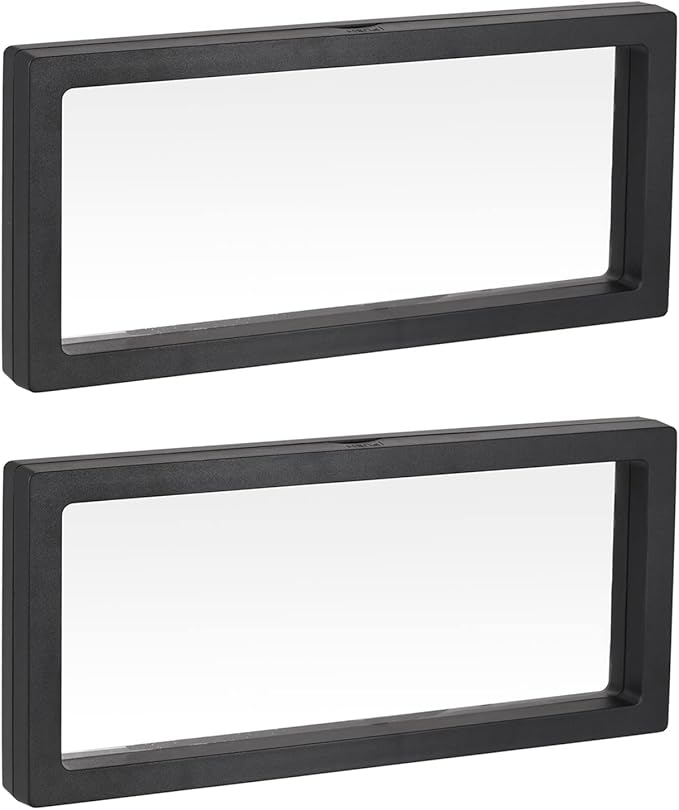 MECCANIXITY Floating Frame Display Holder Stand 3D Jewelry Display Box 9.06 x 3.54 x 0.79 inch Black for Ring Necklace Bracelet Earring Pack of 2