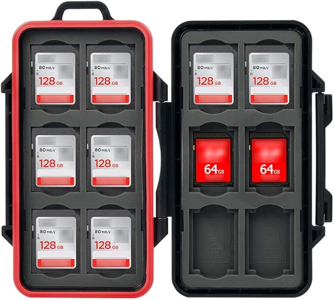 PROfezzion 24 Slots SD Card Holder, Water-Resistant & Anti Shock Designed for SD Card Case, Memory Card Case for 12 SD/SDHC/SDXC Cards Storage &12 CFexpress Type-A for Sony Camera