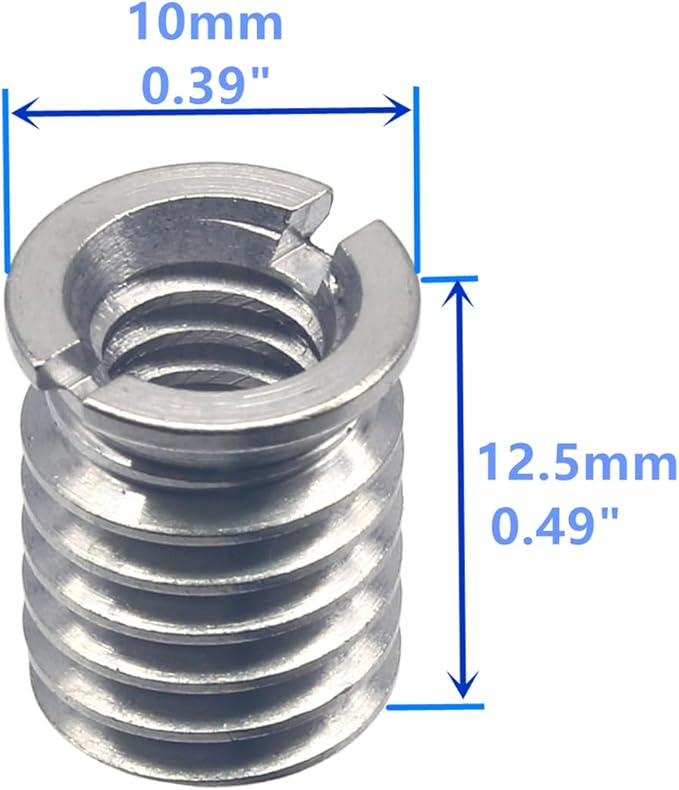 Stainless Steel 1/4"-20 Female to 3/8"-16 Male Screw Adapter 4 Pieces 12.5mm Height