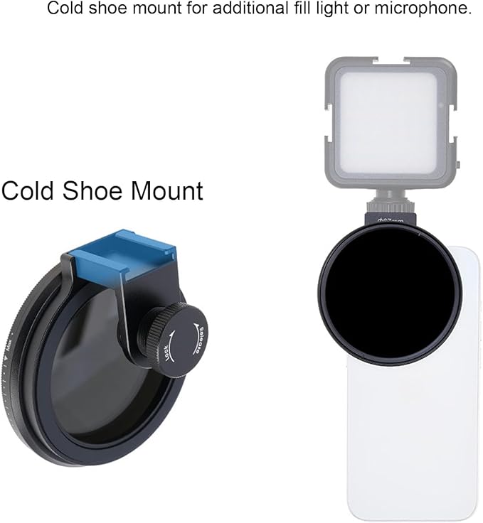 67mm Phone Filter Mount, Threaded Lens Filter Clip Phone Lens Filter Ring with Cold Shoe Mount, 67mm Phone Lens Filter Adapter Mount for ND CPL Star Filters, Phone Lens Filter Ring