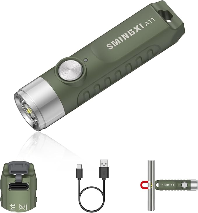 A11 Rechargeable Keychain Flashlight -Pocket Mini Flashlight,Key-Chain 500 High Lumens,EDC Flashlights,Waterproof Small Lightweight for Everyday Carry, Camping, Hiking, Emergency