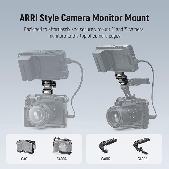 NEEWER Camera Monitor Mount with 3/8" ARRI Locating Thumbscrew, 1/4" Screw for 5" & 7" Monitor Compatible with Atomos Ninja V, 360° Swivel 180° Tilt Damping Adjustable, Compatible with SmallRig, MA004