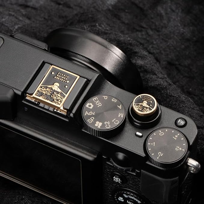 Falling Cherry Blossoms Camera Metal Hot Shoe Cover Shutter Button Set for Fujifilm xpro2 x100vi xt50 xt30 for Nikon df zfc (Copper Alloy-Set)