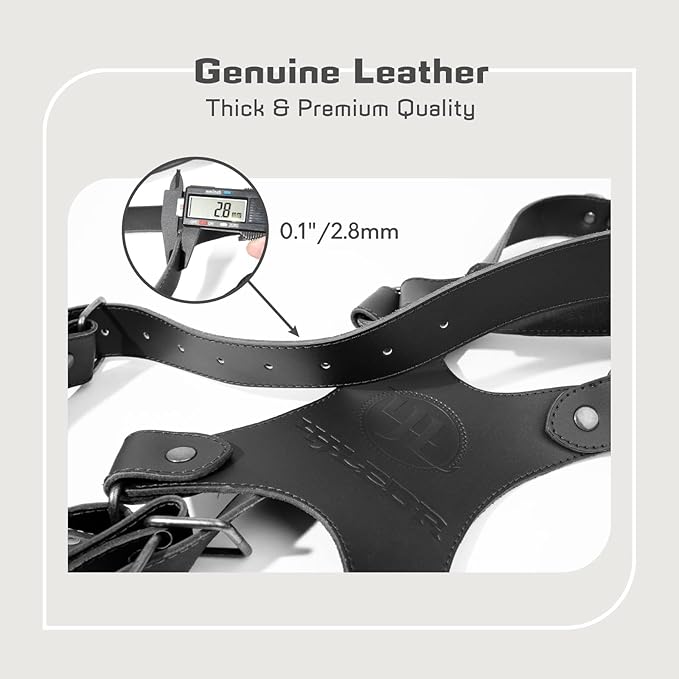 Leather Dual Camera Harness Strap for Photographers,Adjustable Shoulder Crossbody Padded Harness for DSLR SLR