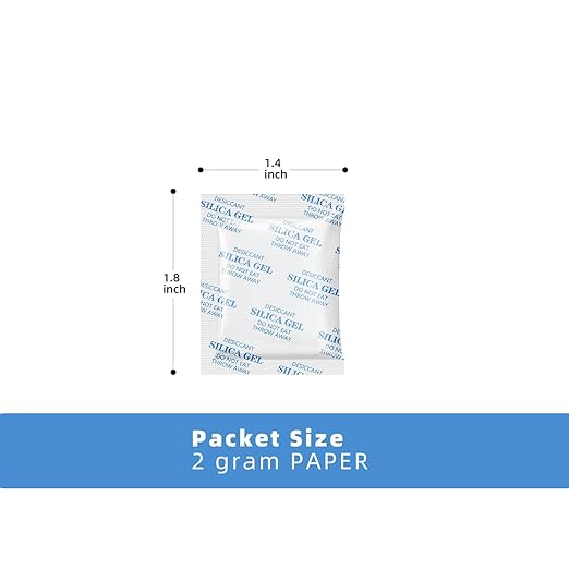 2 Gram [100 Packets] Silica Gel Packets Silica Gel Desiccants, Silica Gel Packs - Rechargeable (Food Safe) Silica Gel Packets, Silica Packets