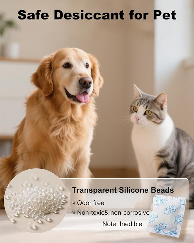 Replaced Desiccant Bags for Most Automatic Cat and Dog Feeders - 6 Packs, Desiccant Bag Replacement Compatible with Petlibro & Petkit Pet Feeders, Keeps Pet Food Fresh