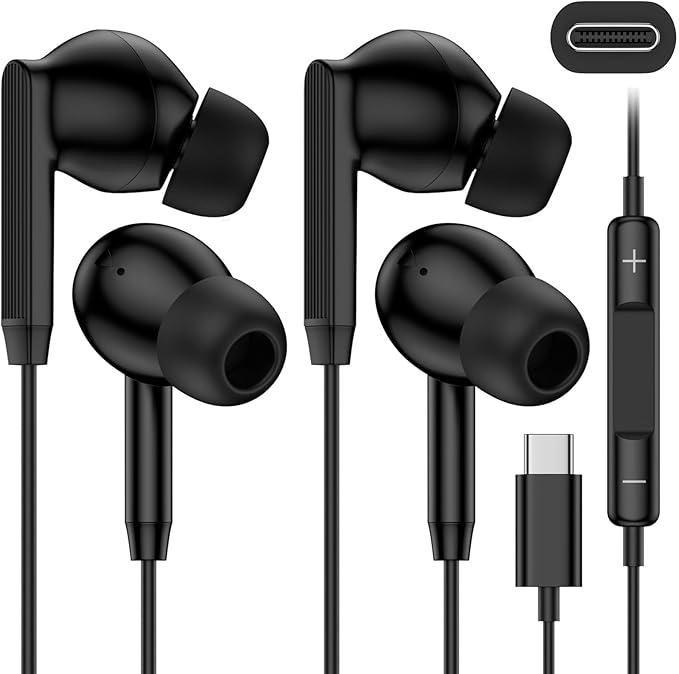 Samsung Wired Headphones USB C, Usbc Wired Earbuds in-Ear for Apple iPhone 17e 17 Pro Max 17pro Air 16e 16 15 Plus, Noise Cancelling Ear Buds USB-C Earphones with Microphone Android Type C Plug Galaxy