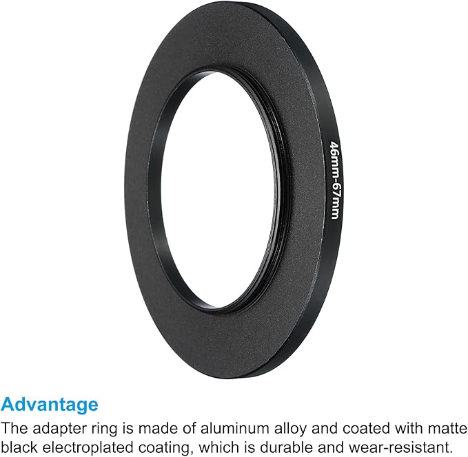 PATIKIL 46mm-67mm Metal Step Up Ring, 2 Pack Camera Lens Filter Adapter Ring Aluminum Filter Adapter Ring for Camera Lenses Hood, Black