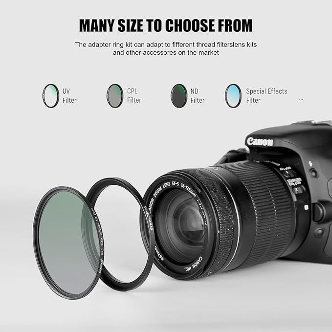 Step Up Rings for Filters 67mm to 72mm Stepping Camera Lens Filter Metal Step Up Lens Filter Adapter Ring for All Brands UV, ND, CPL