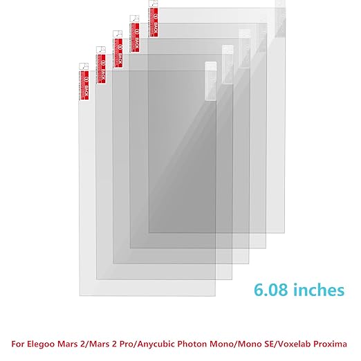 KOYOFEI 5PCS Screen Protector for LCD Resin 3D Printers, Screen Protective Film for Elegoo Mars2/2 Pro, Photon Mono/Mono SE, Voxelab Proxima 6.08 inch Monochrome LCD Resin 3D Printers