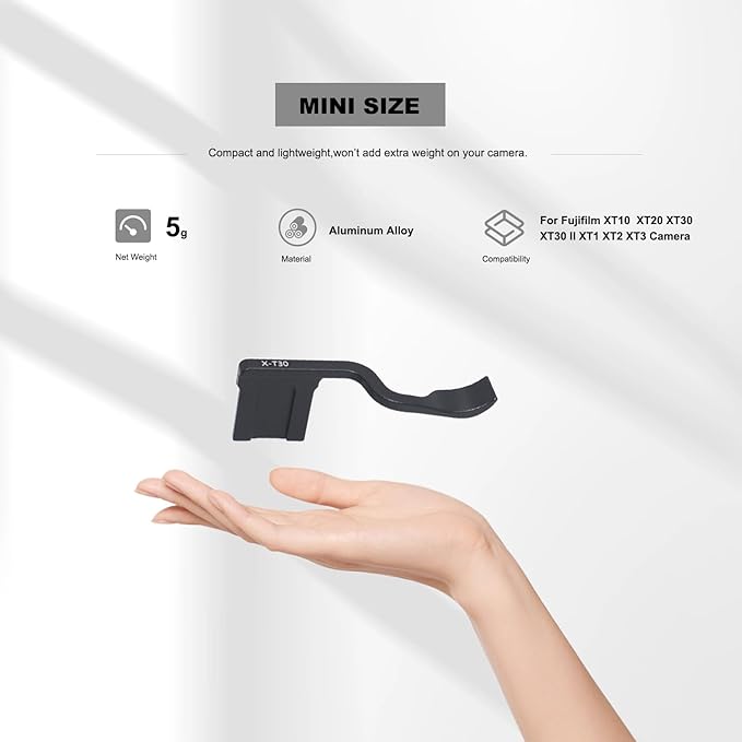 Thumb Grip for Fujifilm XT10 XT20 XT30 XT30 II XT1 XT2 XT3 Camera,Metal Camera Thumbs Up Rest Hand Grip