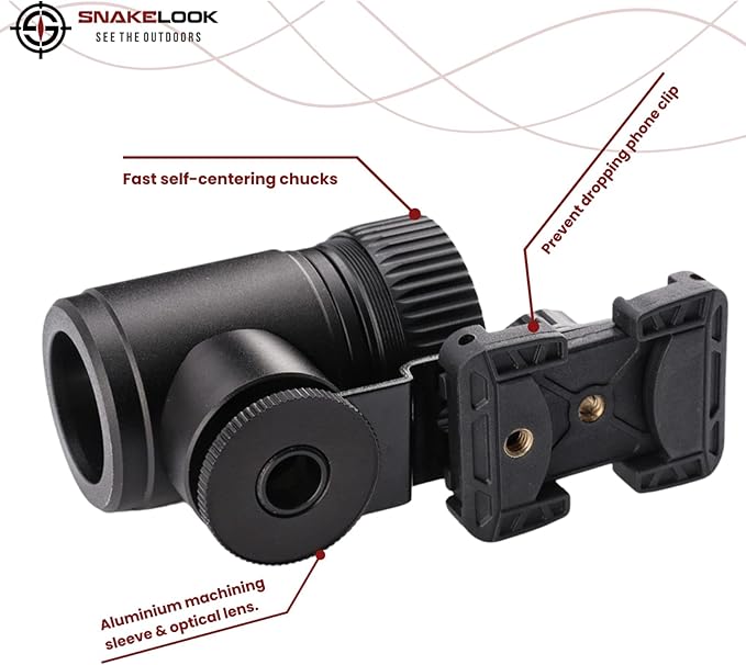Universal Phone Scope Adapter – Side Mount Design Smartphone Scope Mount – Hunting, Birding, Target Shooting, Aiming, Sighting – All-Aluminum Black Frame Camera Mount - Sidewinder Scope Phone Adapater
