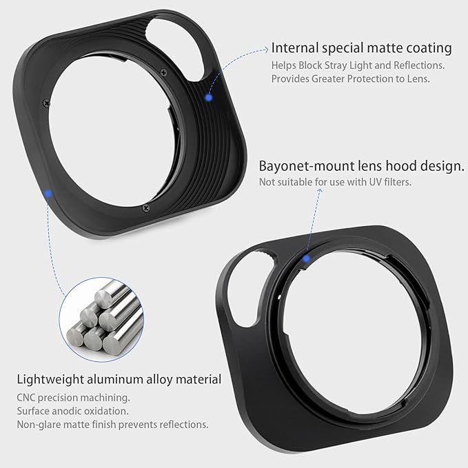 Haoge LH-ZV02P Lens Hood for Carl Zeiss Biogon T 2/35 35m m f2 ZM, C Biogon T 2.8/35 35mm f2.8 ZM, Planar T 2/50 50mm f2 ZM; Voigtlander NOKTON Classic 35mm f1.4 VM, 40mm f1.4 VM Hollow Out Designed