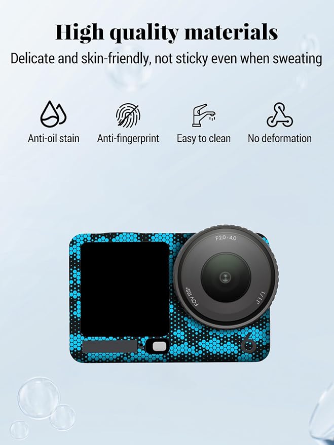 ZBAGUG for DJI Action 6 Skin Full Body Wrap, Anti-Scratch Waterproof Protective Sticker, Full Coverage Action Cam Wrap, for DJI Action 6 Accessories, Black Blue