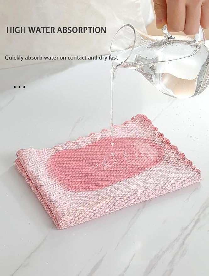 Fish Scale Microfiber Cleaning Cloth Steak Free Glass Window,Car,Mirror,Screen,Windshield, Lint-Free Shower Stainless Steel Cleaner Cloths, Drying Polishing Dish Kitchen Towels, 8, Pink, Blue, Grey
