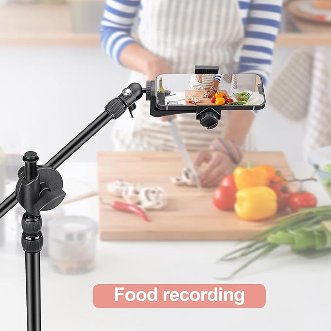 FlexiMount Pro Adjustable Overhead Tripod Phone Stand with Desk Clamp, RC Monitor Mirror & Mic Arm for iPhone, YouTube, Zoom, Live Streaming, Video Meeting, Vlog Recording