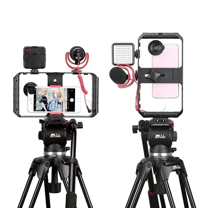 Ulanzi U Rig Pro Video Rig for iPhone, Phone Stabilizer Rig w Triple Cold Shoe Mount,Phone Tripod Mount for iPhone 16 15 14 13 12 11 Pro Max XS Max X 8 plus OnePlus 7 Pro Samsung Google Pixel Vlogging