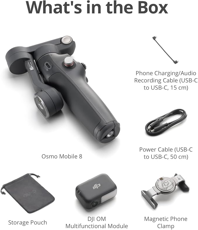 DJI Osmo Mobile 8 Advanced Tracking Combo Gimbal Stabilizer for Phone, AI Native Tracking with Audio & Lighting, 360° Pan Rotation, Built-in Extension Rod & Tripod, 10h Battery, Extension Rod