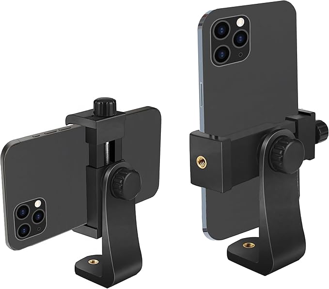 Ailun Phone Holder/Vertical and Horizontal Tripod Mount Adapter Rotatable Bracket with 1/4 inch Screw, Adjustable Clip for iPhone, Android Cell Phone, Selfie Stick, Camera Stand