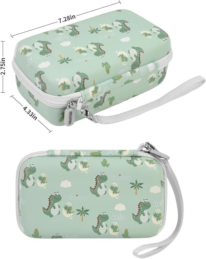 Case Compatible with ESOXOFFORE for Dylanto for Anchioo for WEEFUN for GKTZ for Amzelas for Mafiti Instant Print Camera for Kids, Film Camera Storage Holder Organizer Bag (Box Only)- Green Dinosaur