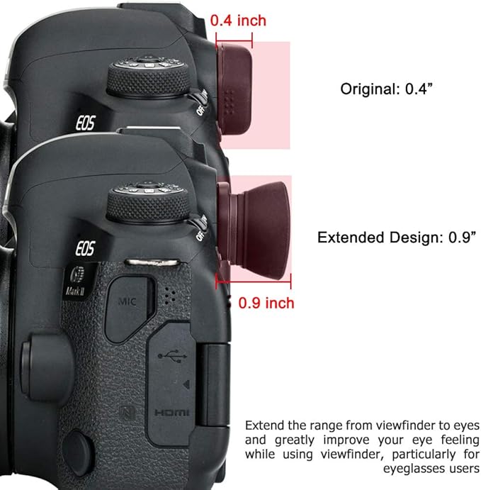 JJC EB Ef Eyecup Eyepiece Eyeshade for Canon T8i T7i T6s T6i T5i SL3 SL2 T7 T6 T5 T3 5D Mark II 6D Mark II 90D 80D 77D 70D 60D 60Da Viewfinder Replace Canon EB Ef Cup Soft Silicone Extended Design