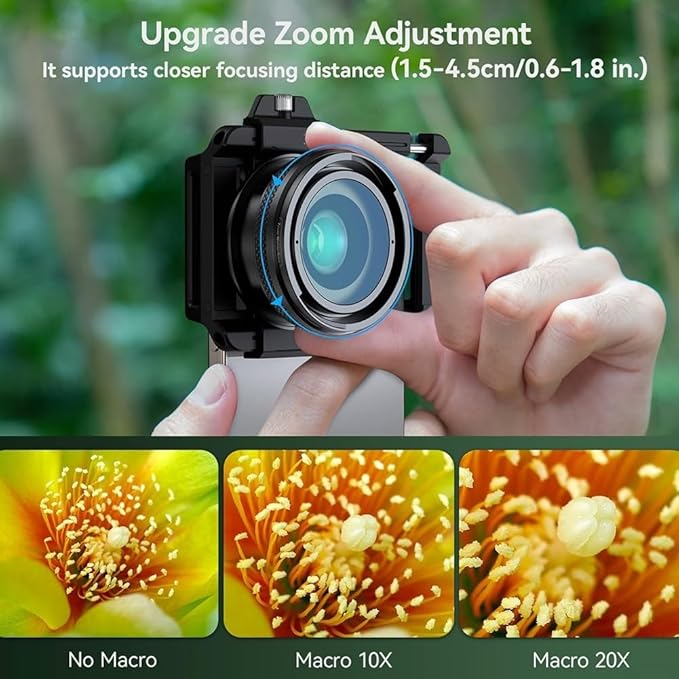 TreasureCave Zoom Macro Lens Kit for Smartphone, 10-20X Macro Cell Phone Lens with for General Purpose Lens Clip, HD Macro Photography Lens Phone Macro Lens Attachment