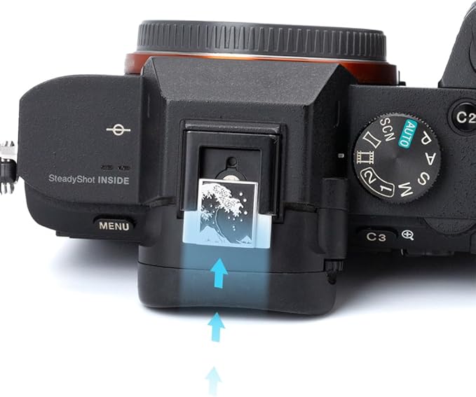 Kanagawa Wave Pattern Camera Hot Shoe Cover Shutter Button for Sony A1 A7C A7CR A7CII A7R A7M2 A7M3 A6700 A6600 A6500 A6400 A6300 (Aluminum Alloy-Hot Shoe Cover)