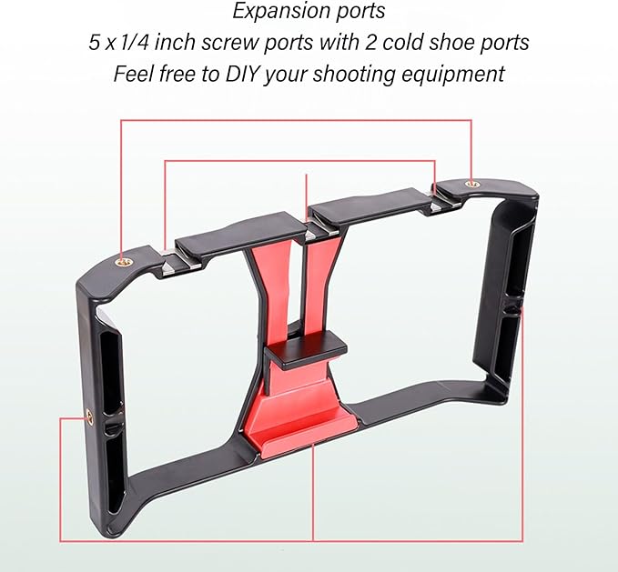 Smartphone Video Rig, Phone Shooting Rig Stabilizer, Mobile Phone Handheld Rabbit Cage for Live Video Portrait Recording Shooting
