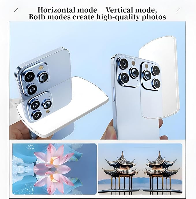Mirror Reflection Clip Kit for iPhone,Smart Phone Camera Mirror Reflection Clip Kit with Mirror Effect Lens,No Edit Needed Creates Stunning Reflections Instantly-White