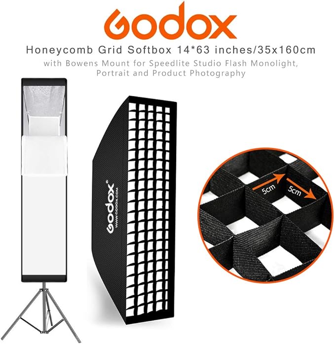 GODOX 35x160cm / 14"x63" Honeycomb Grid Softbox Bowens Mount for Shooting Flash Speedlite